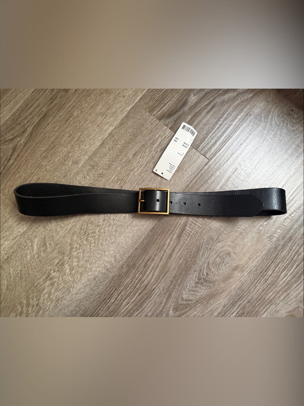 Black Faux Leather Belt with Gold Buckle